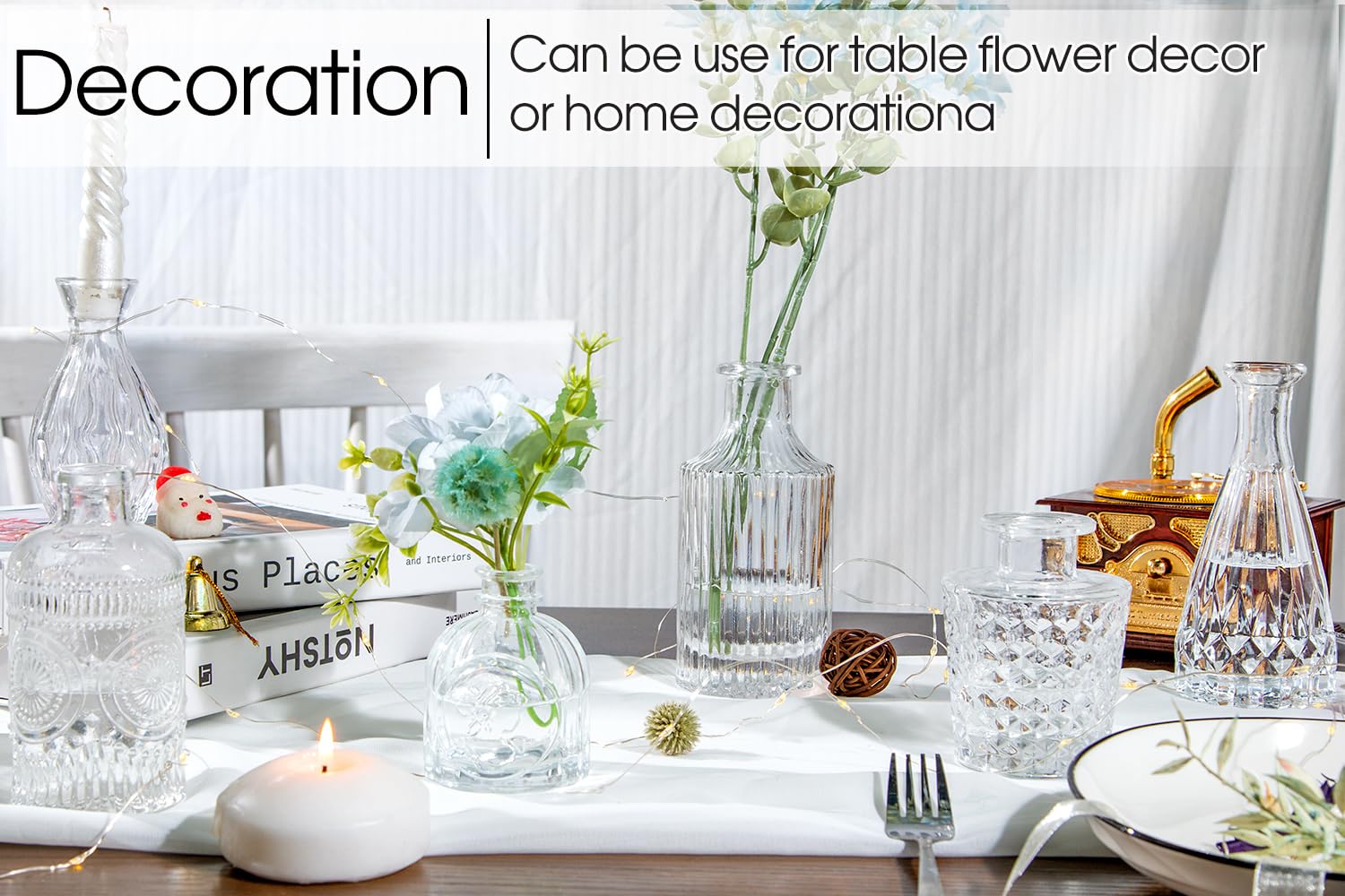 TBWIND clear glass centerpieces ideal for a single stem display