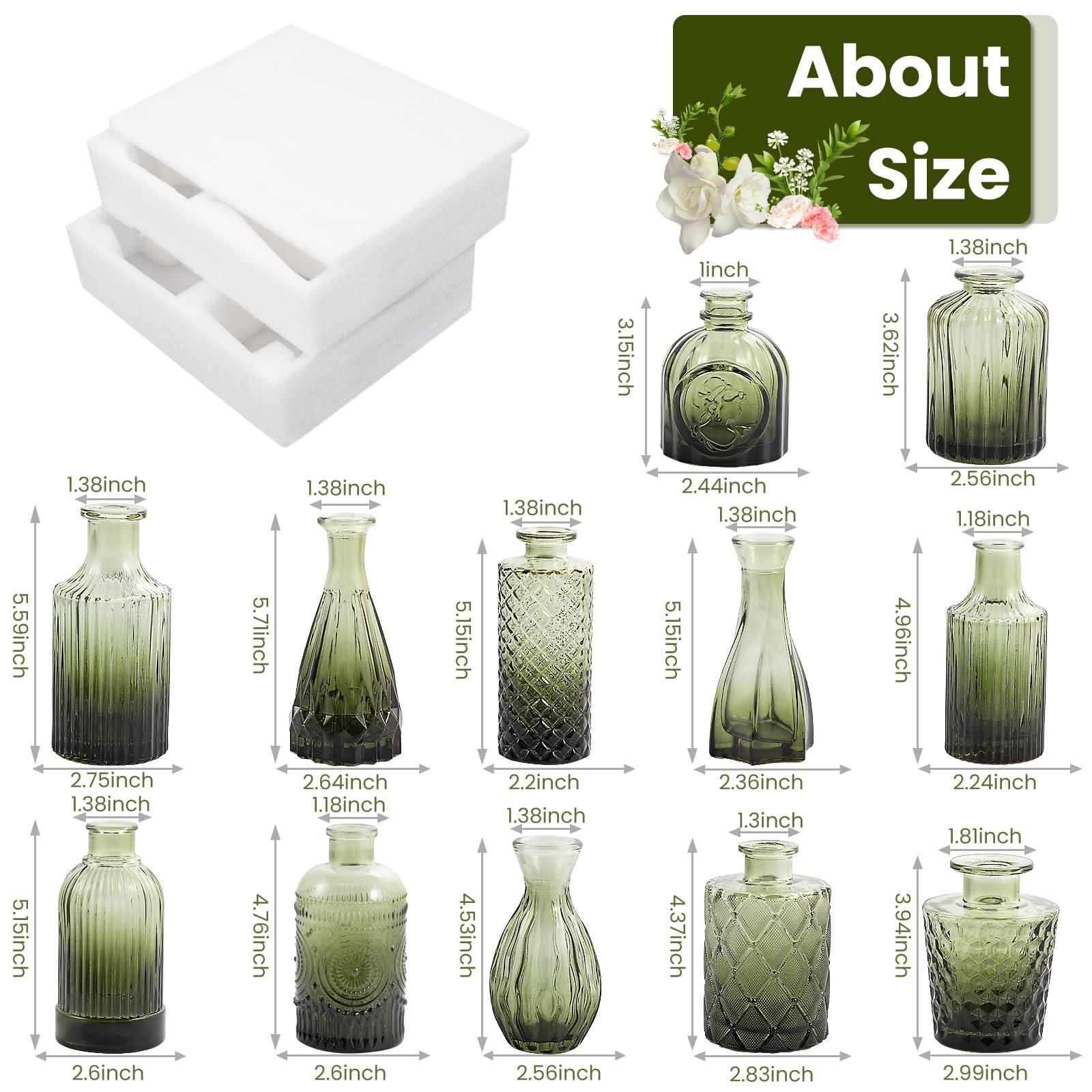 TBWIND etched-pattern mini vases add vintage charm to wedding tables.