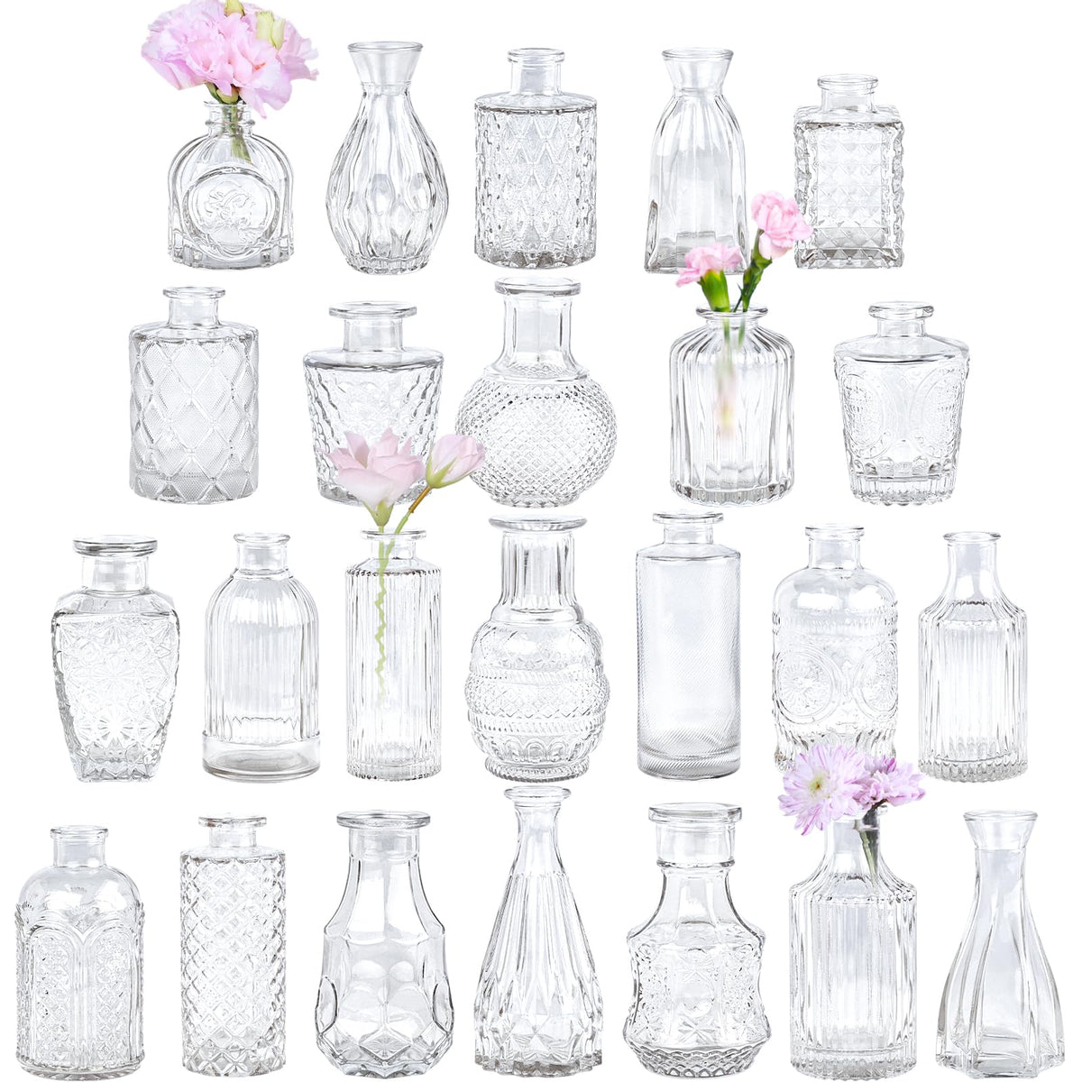 TBWIND glass bud vase set of 24 for weddings and home decor.