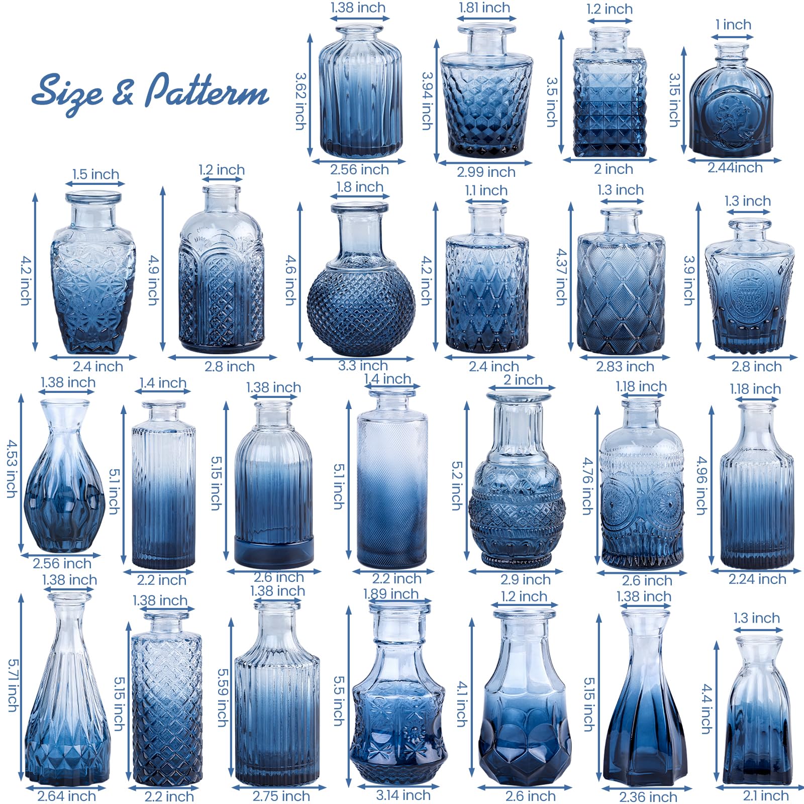 TBWIND thick glass blue bud vase reflecting light for stylish home decor.