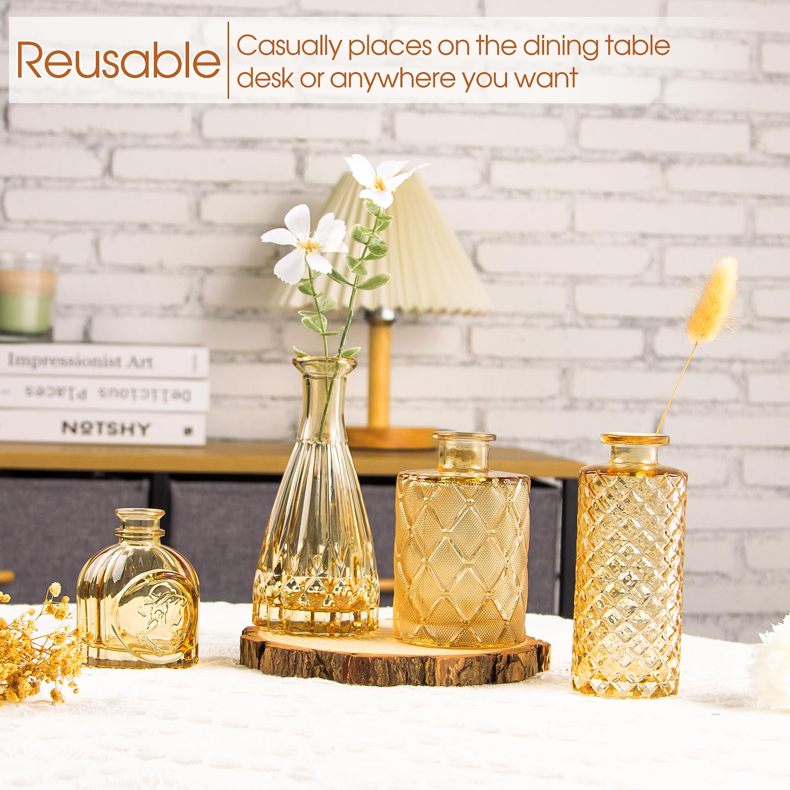 TBWIND thick sturdy glass bud vase for daily use