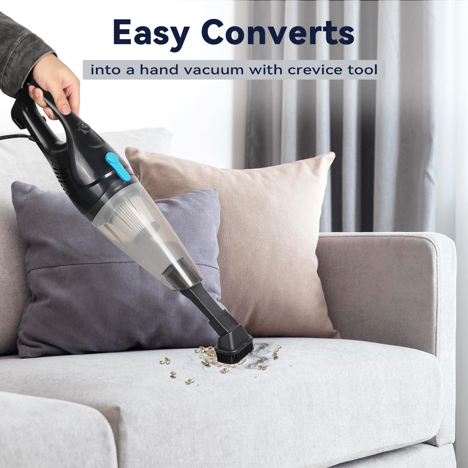 TC-JUNESUN 16.4ft cord enables room-to-room cleaning.