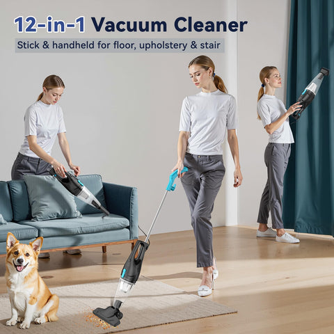 TC-JUNESUN included floor brush and crevice tool for various surfaces.