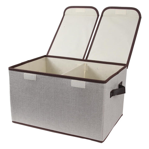 Tcbelosion foldable storage box with double lid for quick access and organization