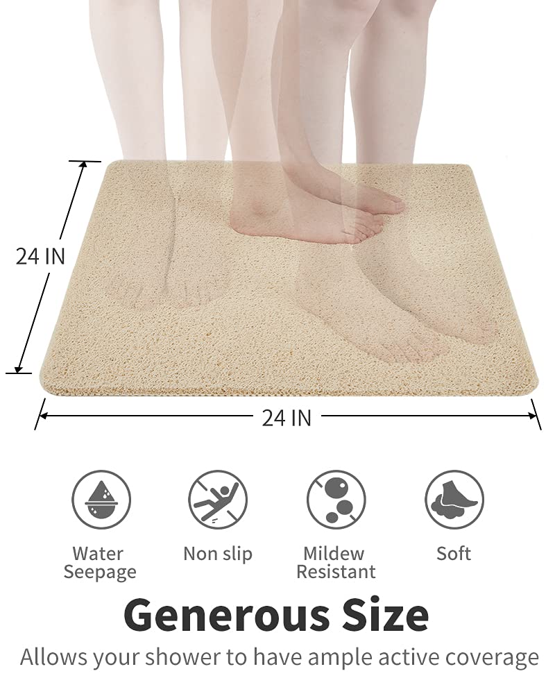 Tchdio beige bathroom mat suitable for home and care settings.