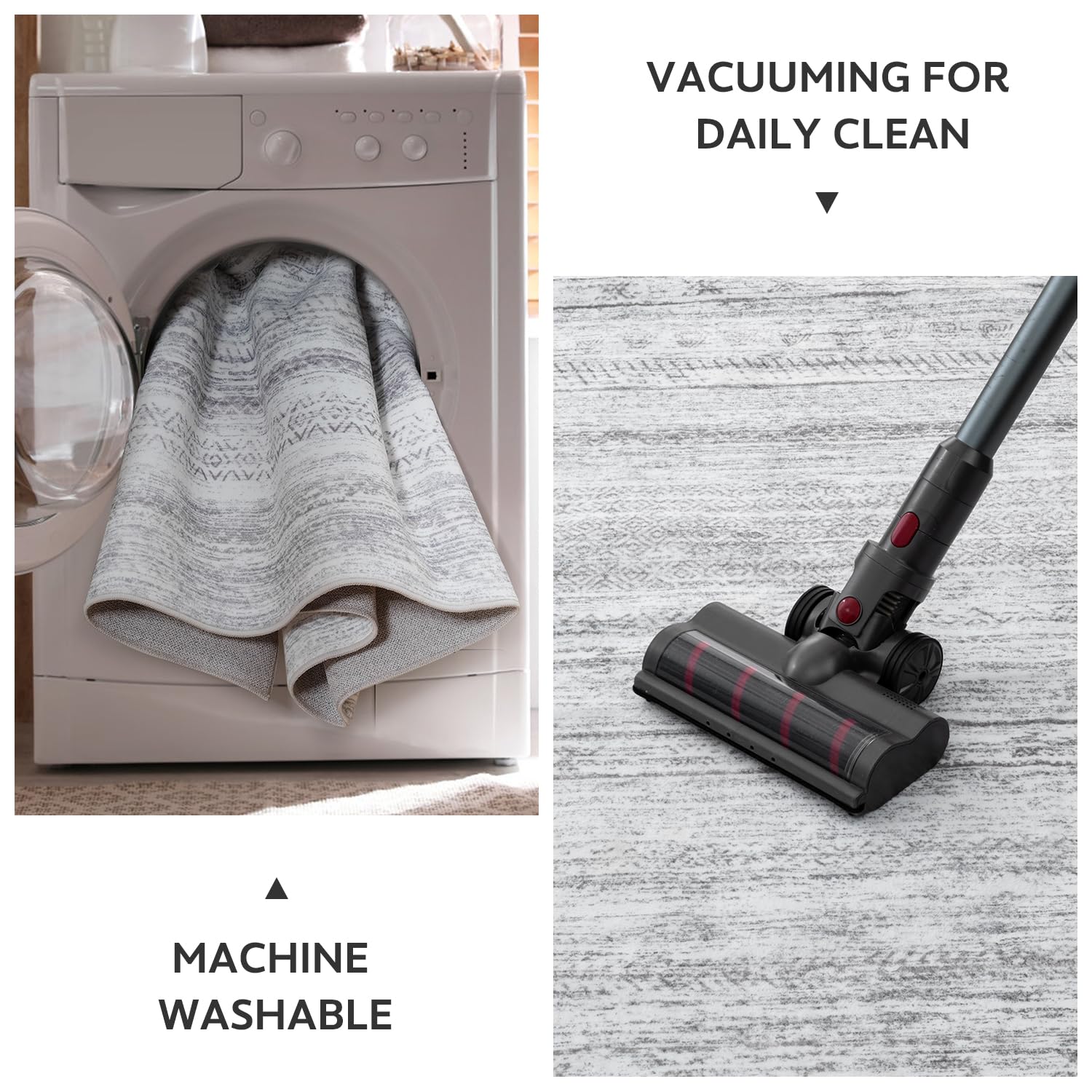 Tchdio kids and pets friendly rug withstands daily wear and easy cleaning.