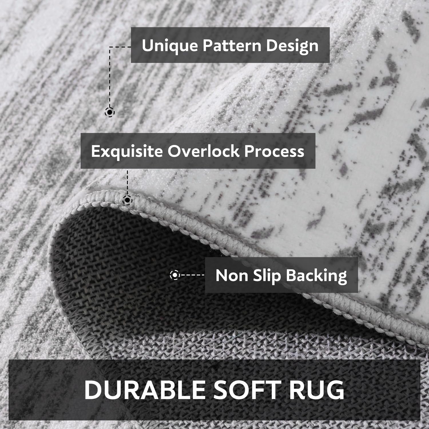 Tchdio non-slip backing helps rug stay in place on hard floors.