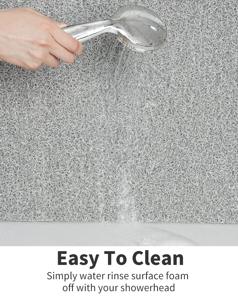 tchdio non-slip shower mat in light grey blends with any bathroom decor