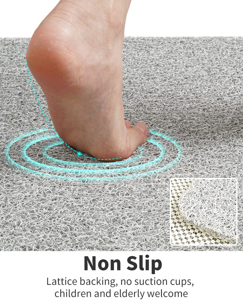 tchdio non-slip shower mat with drain holes keeps water flowing for faster drying