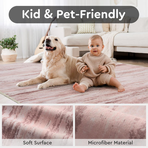 tchdio pink rug machine washable for easy cleaning and color retention