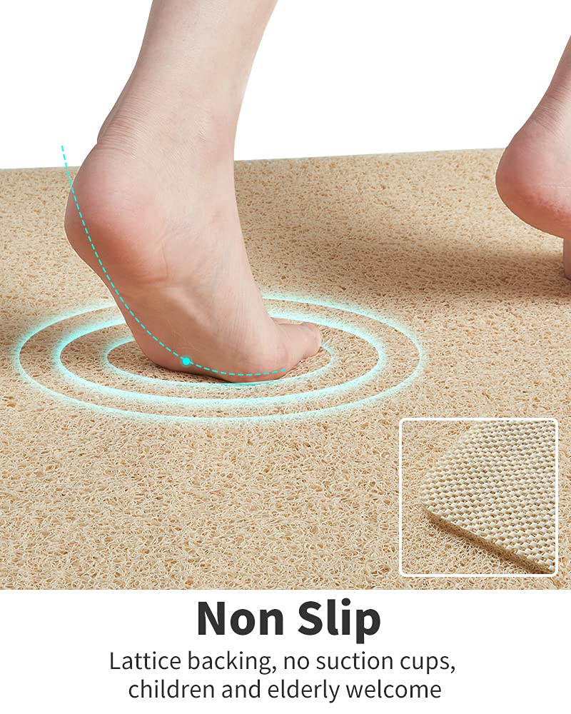 Tchdio rough-grip surface stays in place on wet floors.
