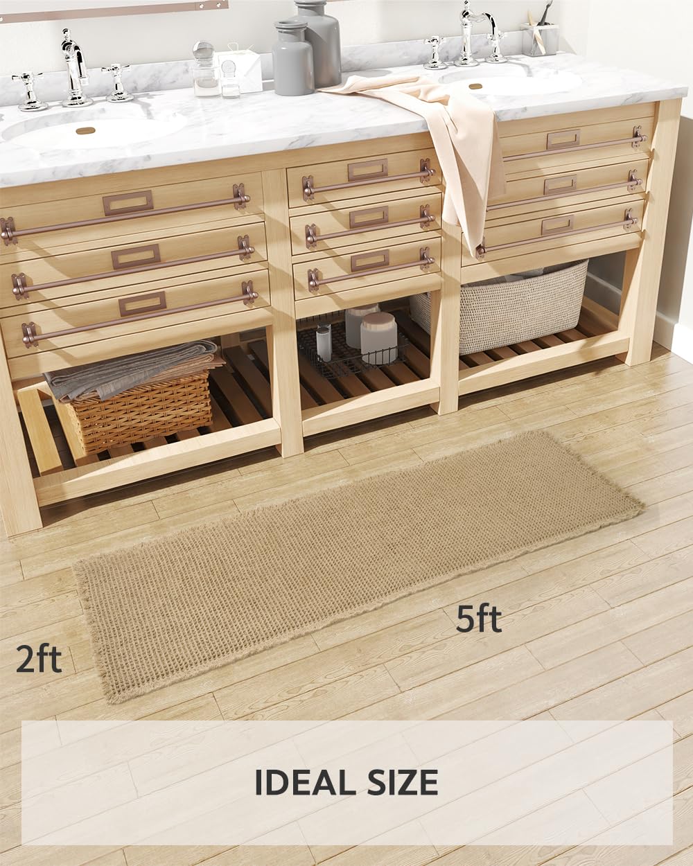 tchdio bath mat 2-by-5-foot runner beside tub for coverage.