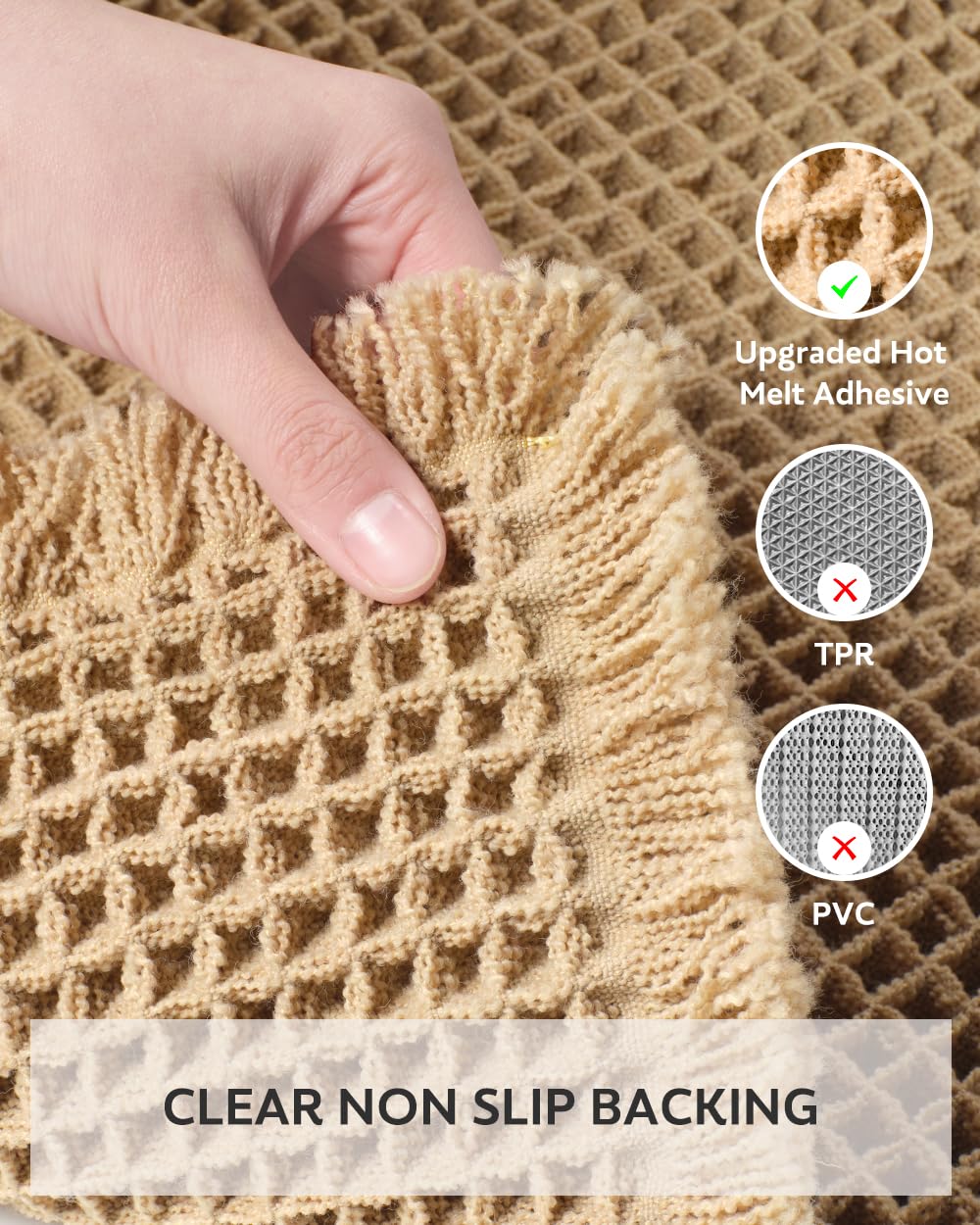 tchdio Waffle Bath Mat decorative design enhances bathroom aesthetics with tassels