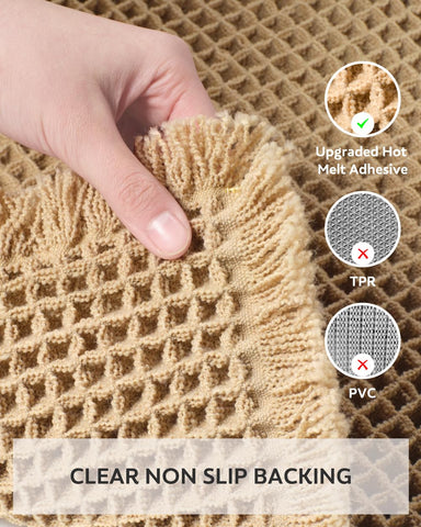 tchdio Waffle Bath Mat decorative design enhances bathroom aesthetics with tassels