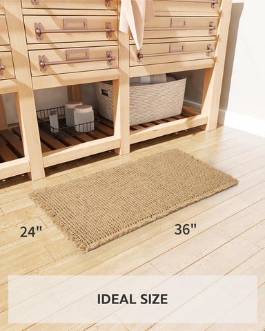 tchdio Waffle Bath Mat measures 24x36 inches for wide coverage beside tub