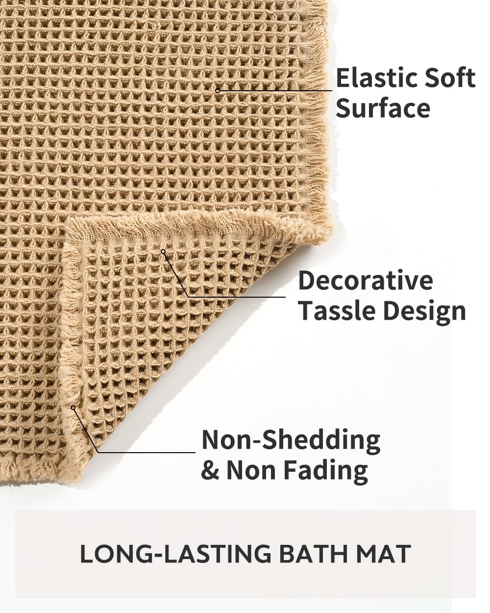 tchdio Waffle Bath Mat is machine washable for easy cleaning and care