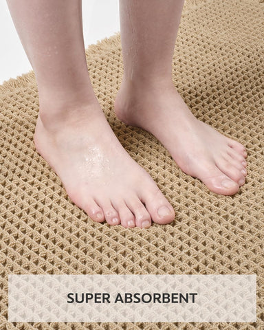 tchdio Waffle Bath Mat with clear non-slip backing provides secure grip on smooth floors