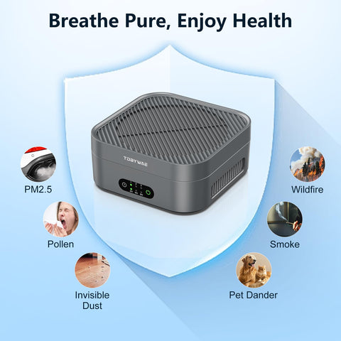 TDBYWAE modern design blends with bedroom decor while purifying air.