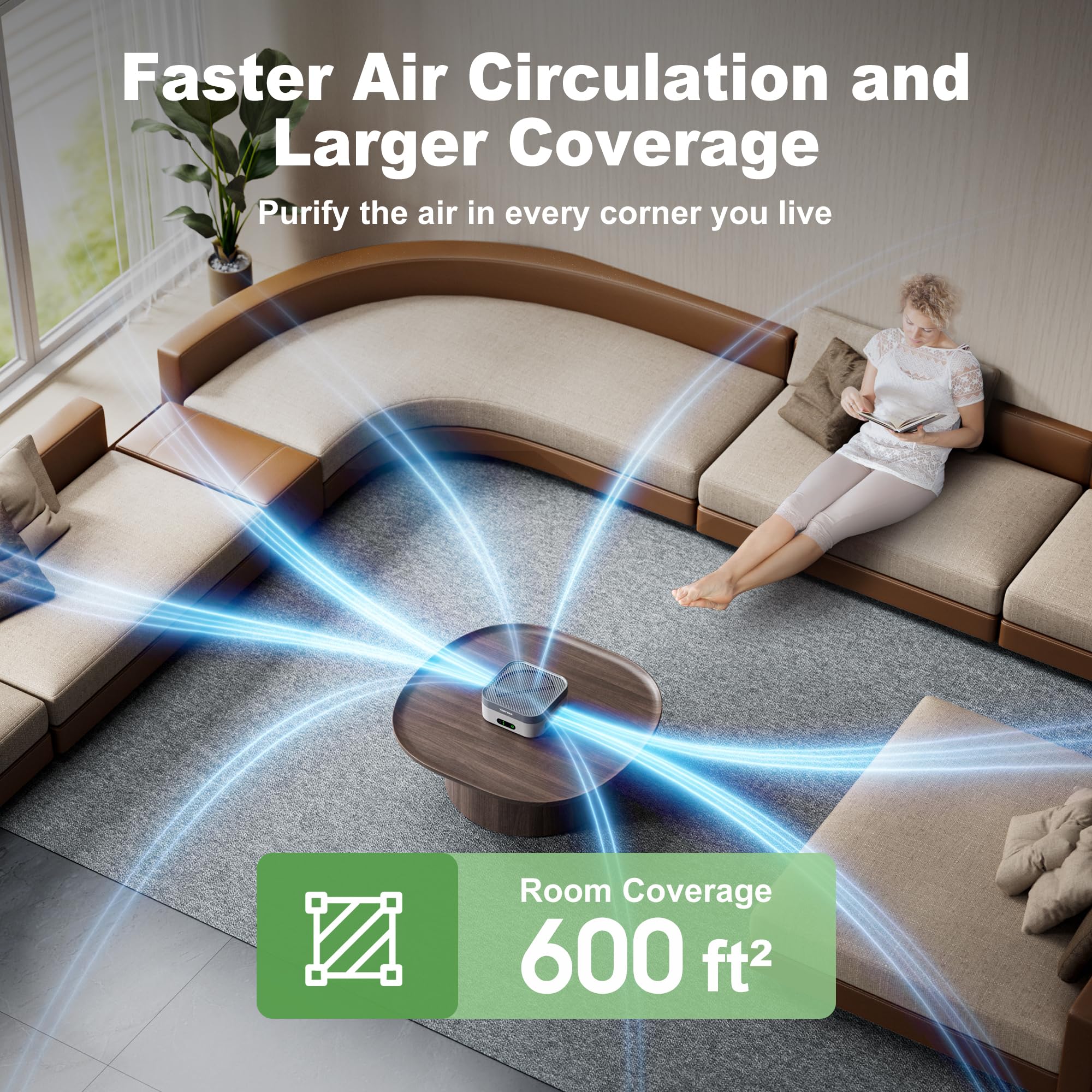 TDBYWAE air purifier ultra-quiet sleep mode keeps bedrooms calm.