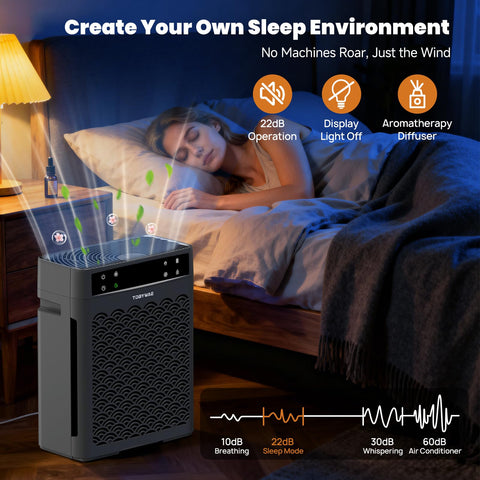 TDBYWAE purifier in sleep mode quiet operation for nursery