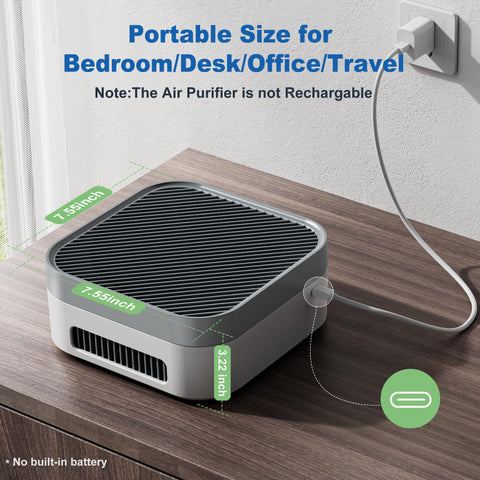TDBYWAE air purifier true HEPA filter traps fine dust and allergens.