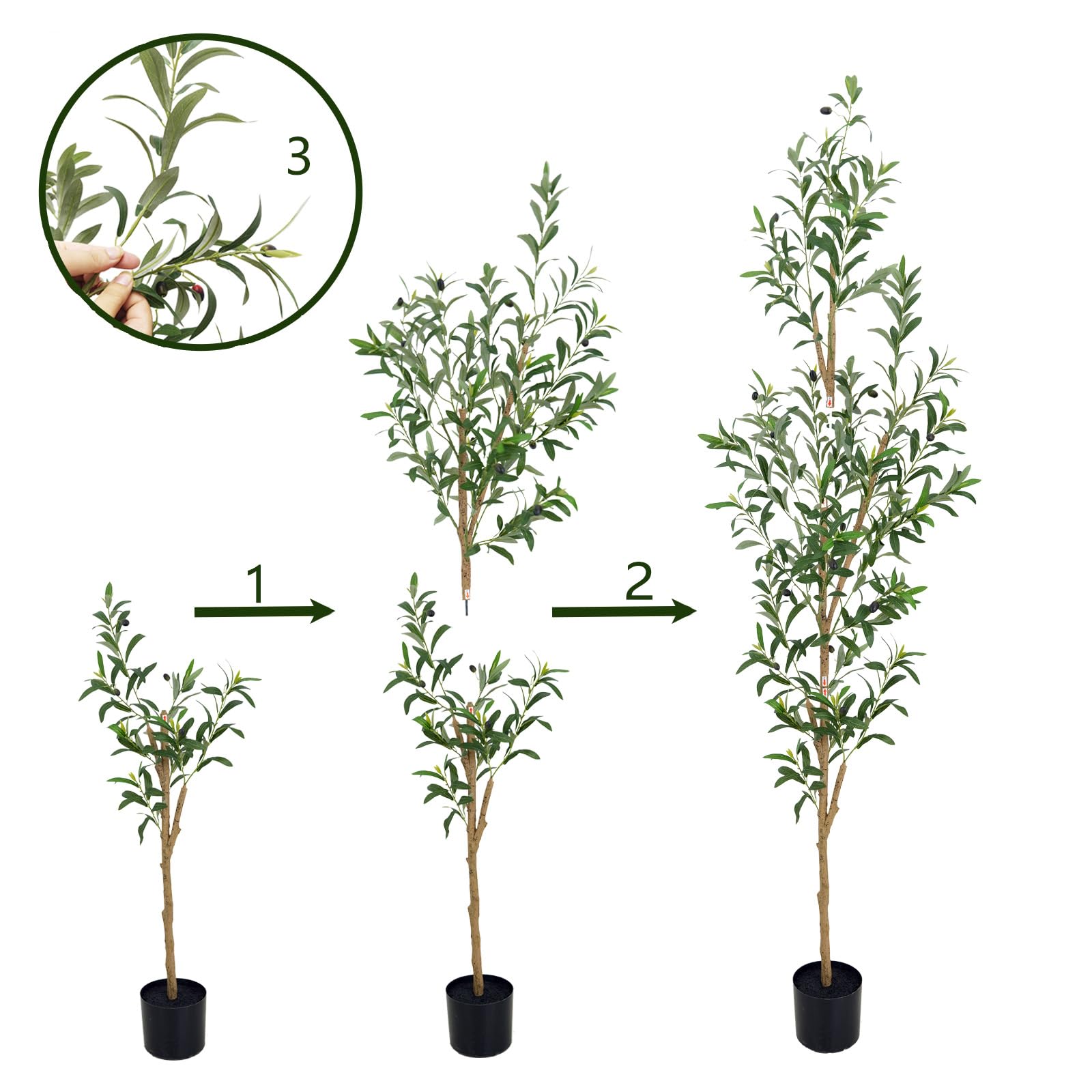 TDIAOL 6ft olive tree in plastic-concrete pot stays stable in any space