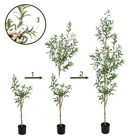 TDIAOL 6ft olive tree in plastic-concrete pot stays stable in any space