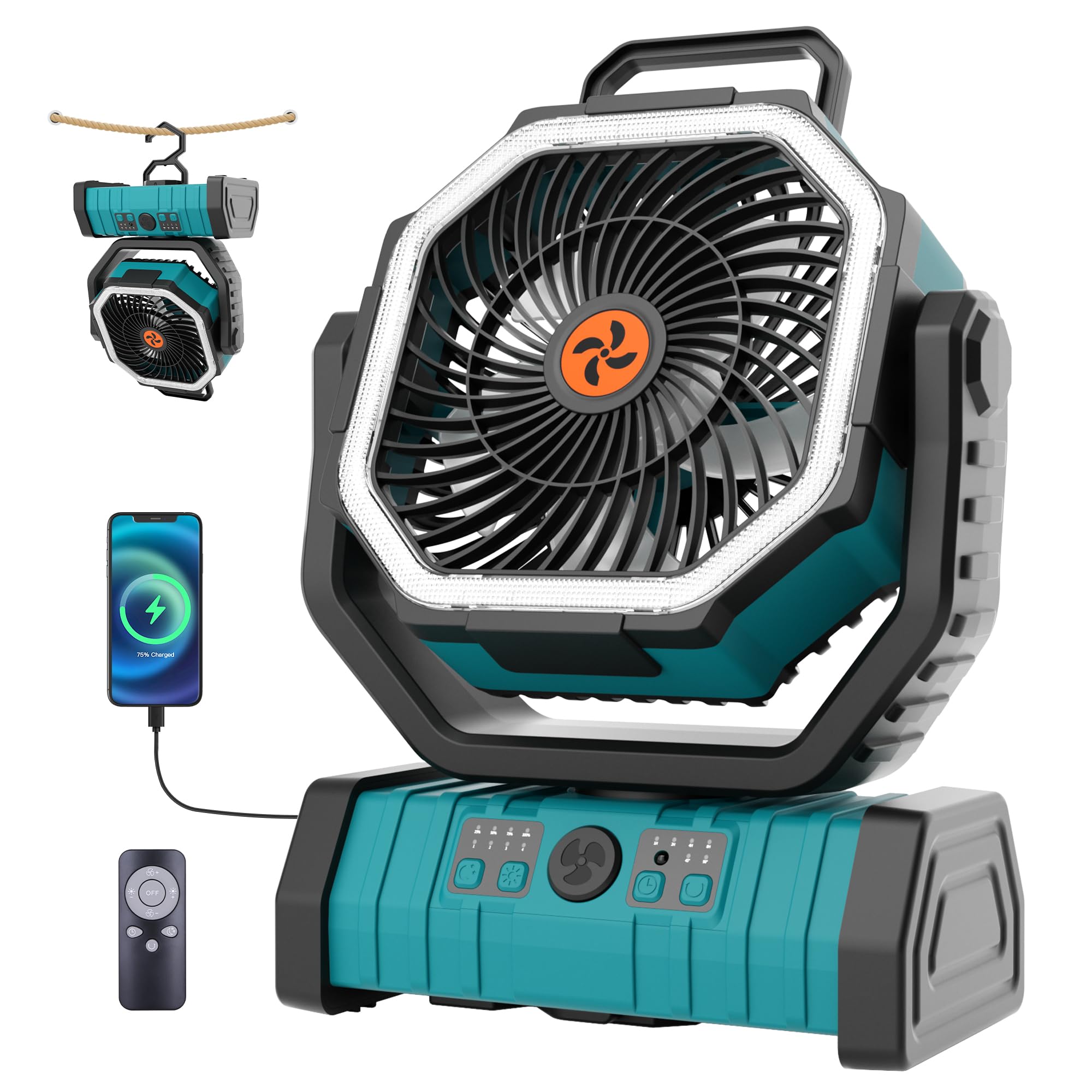 TDLOL 20000mAh camping fan with portable power for outdoor use