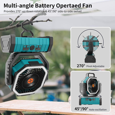 TDLOL 360 degree oscillating fan ideal for tents and desks