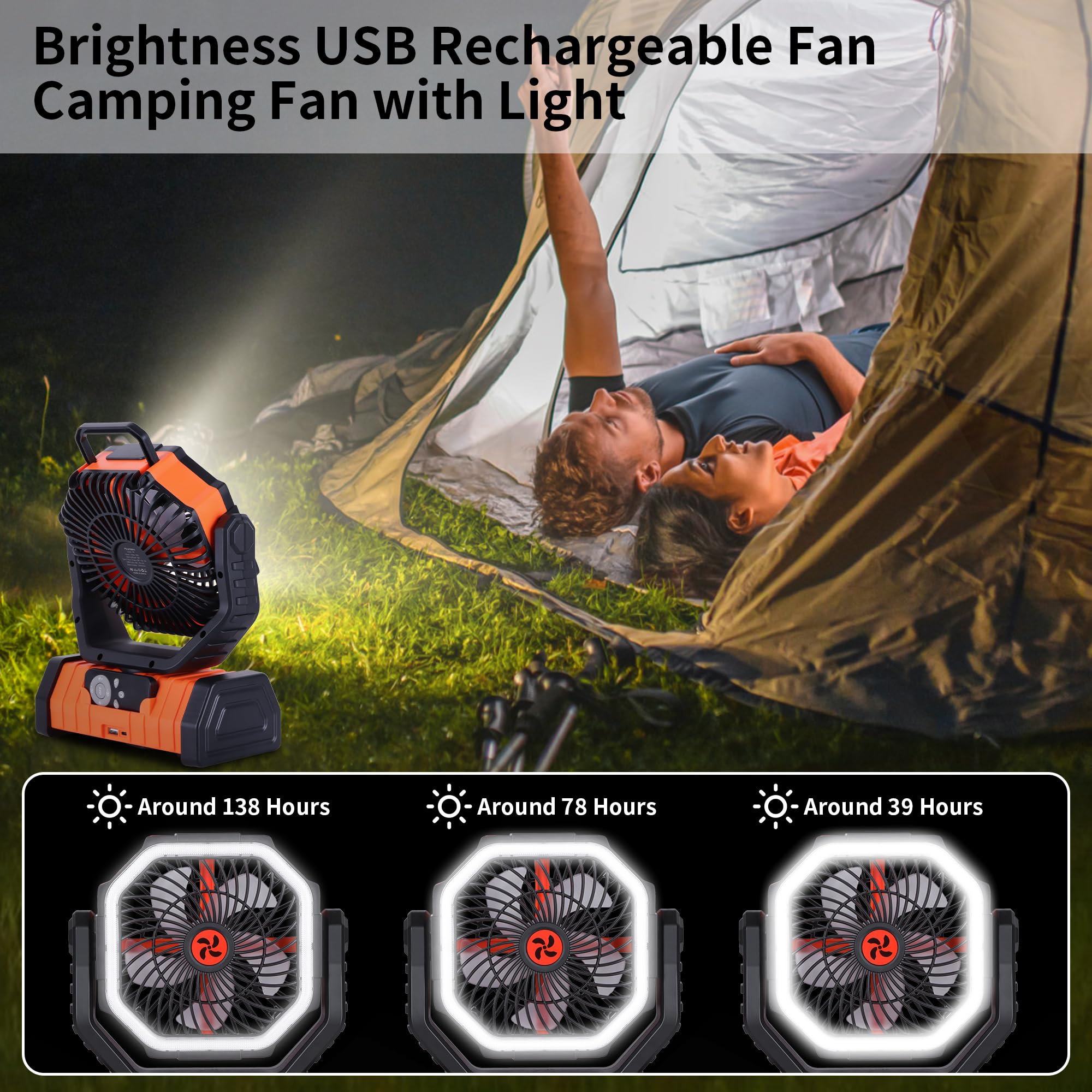 TDLOL desk and camping fan with hook for easy placement