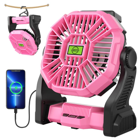 TDLOL portable pink fan front angle for compact cooling on the go