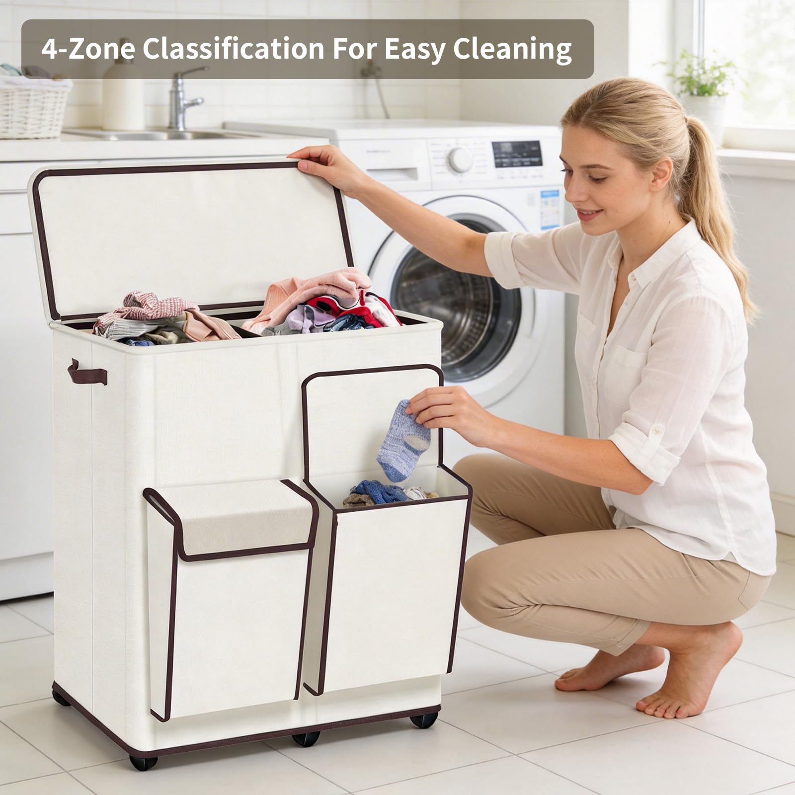 TDMCKRSHWAY removable inner bags simplify carrying clothes to the laundry.