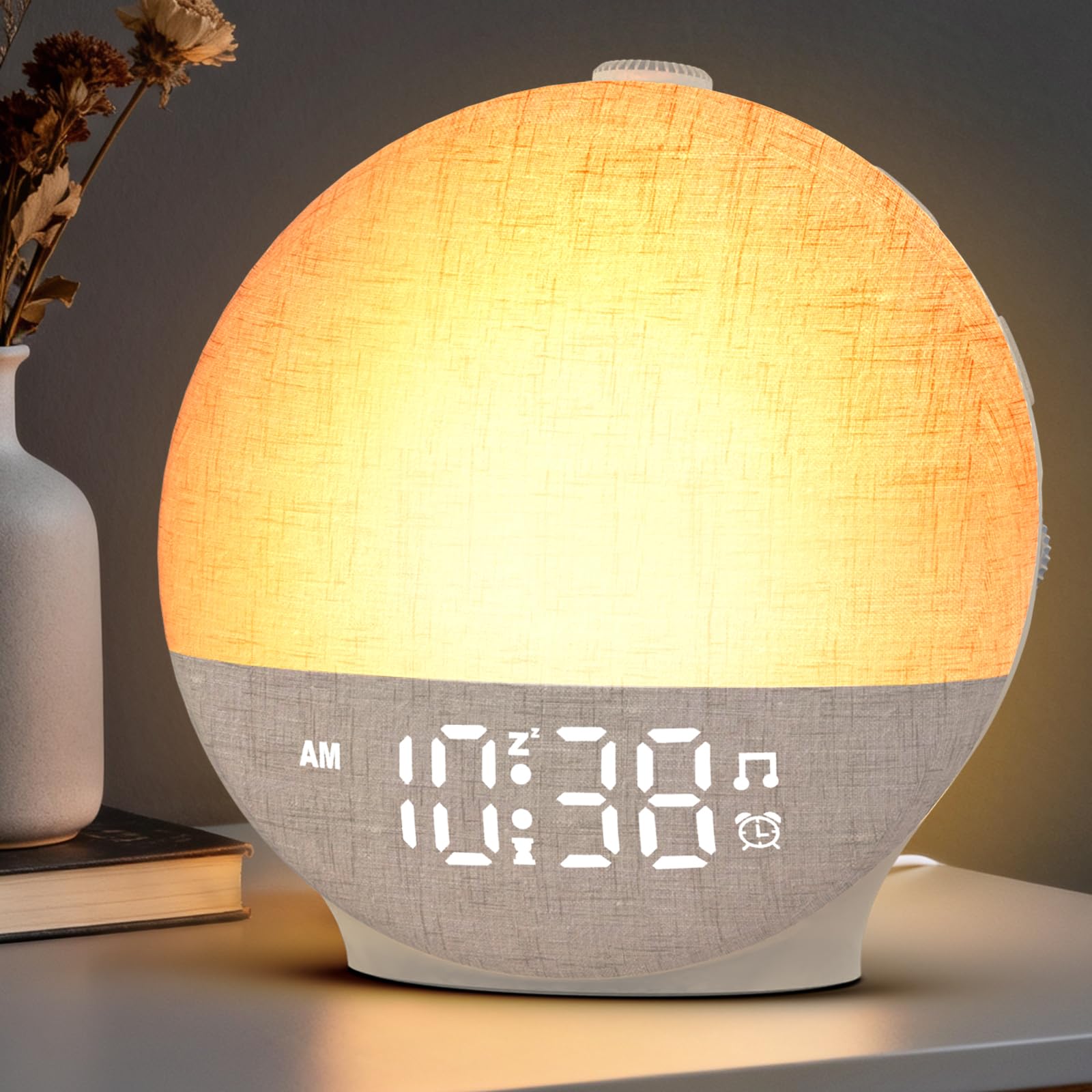 Te-Rich Sunrise Alarm Clock front view with gentle wake light for peaceful mornings
