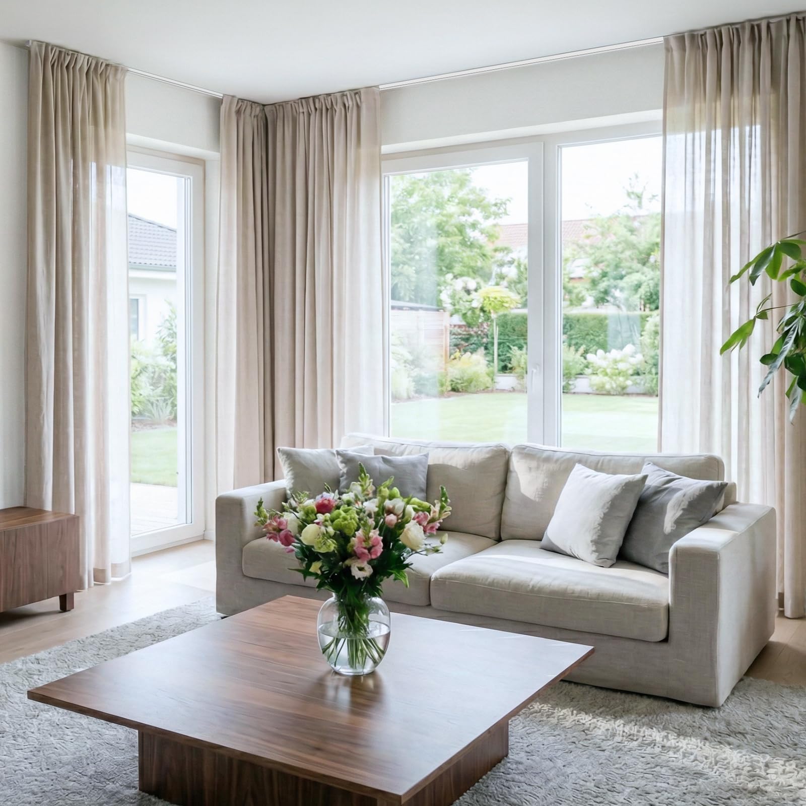 TEAKMAMA room divider with track setup demonstrates versatile use in living spaces