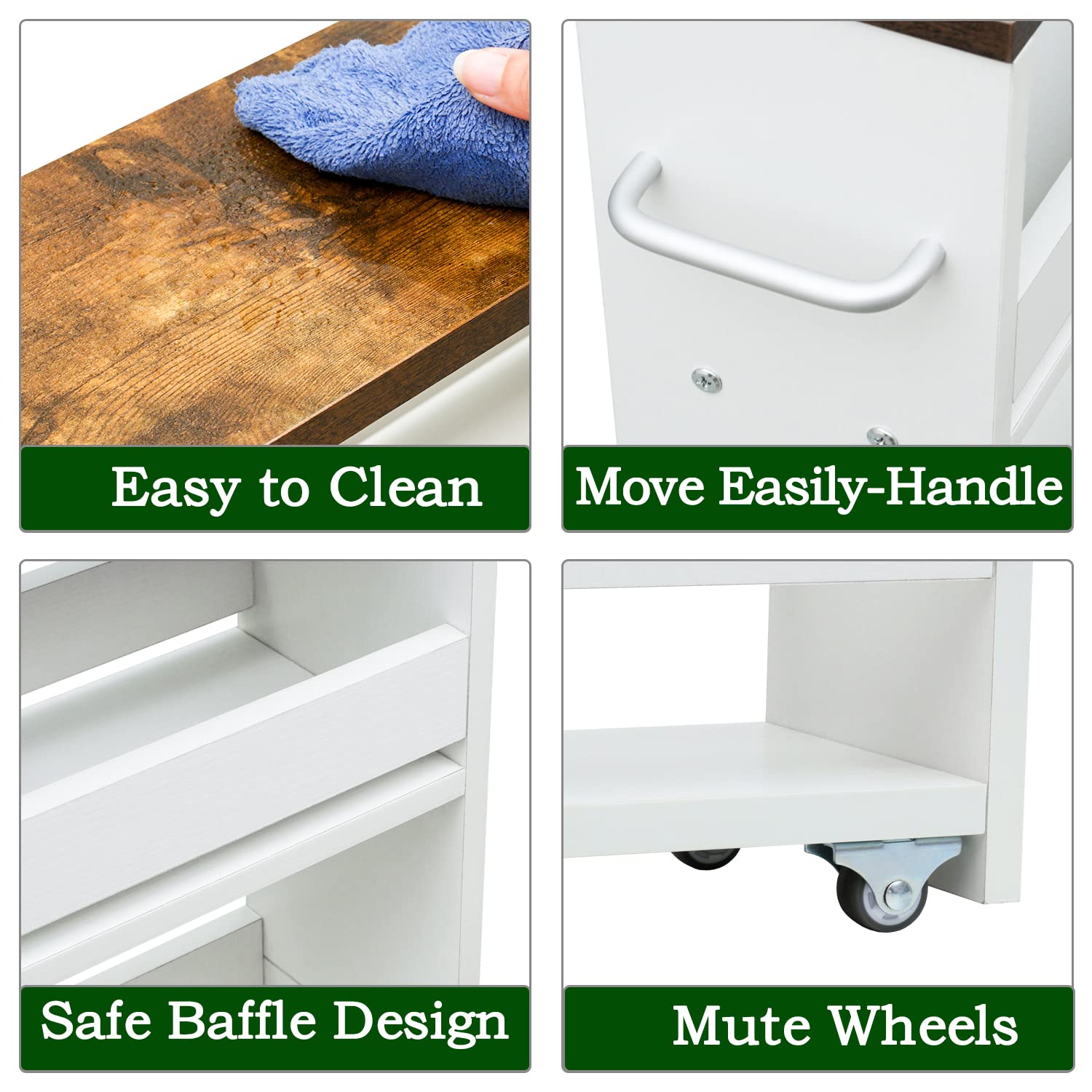 TEAMIX 4-tier white slim cart in a closet for organized storage.