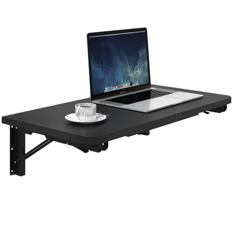 TEAMIX wall-mounted folding table in black offers a compact desk for small spaces.