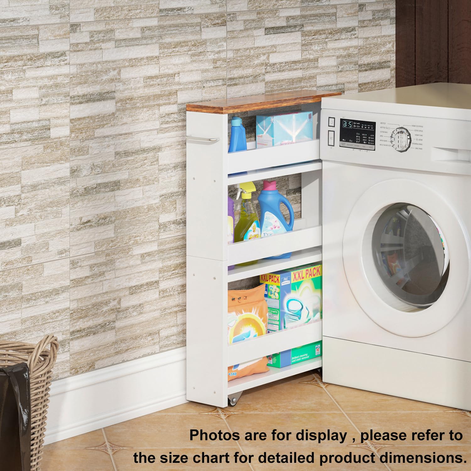 Teamix white cart with brown top adds versatile style to any room