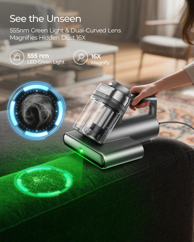 Teant green light dust detection reveals hidden particles for thorough spot cleaning