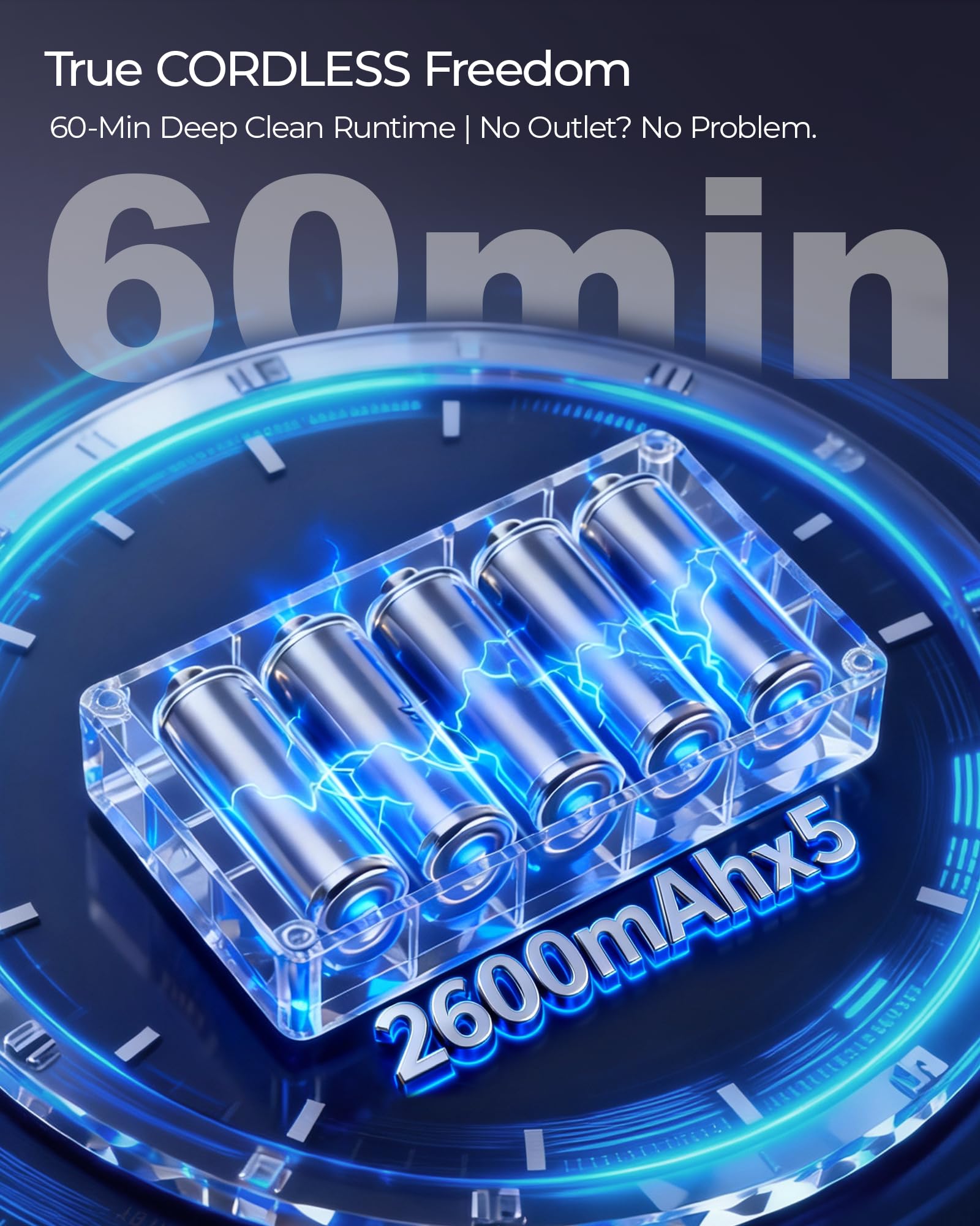 Teant Upgrade cordless mattress vacuum LED display shows real-time cleaning status.