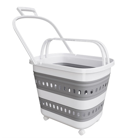 TECHMILLY collapsible laundry basket with wheels for easy transport and storage.