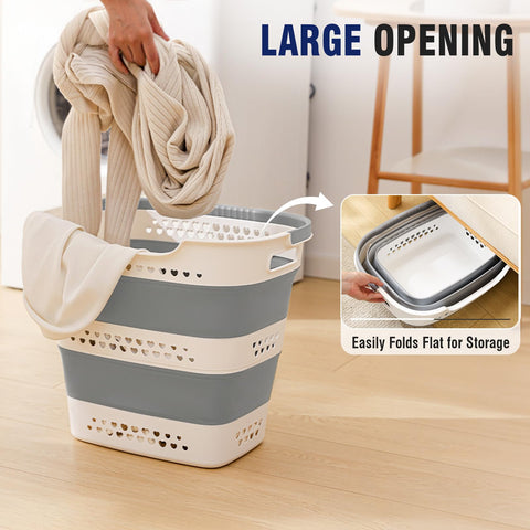 TECHMILLY portable 42L hamper with wide opening for easy laundry loading.