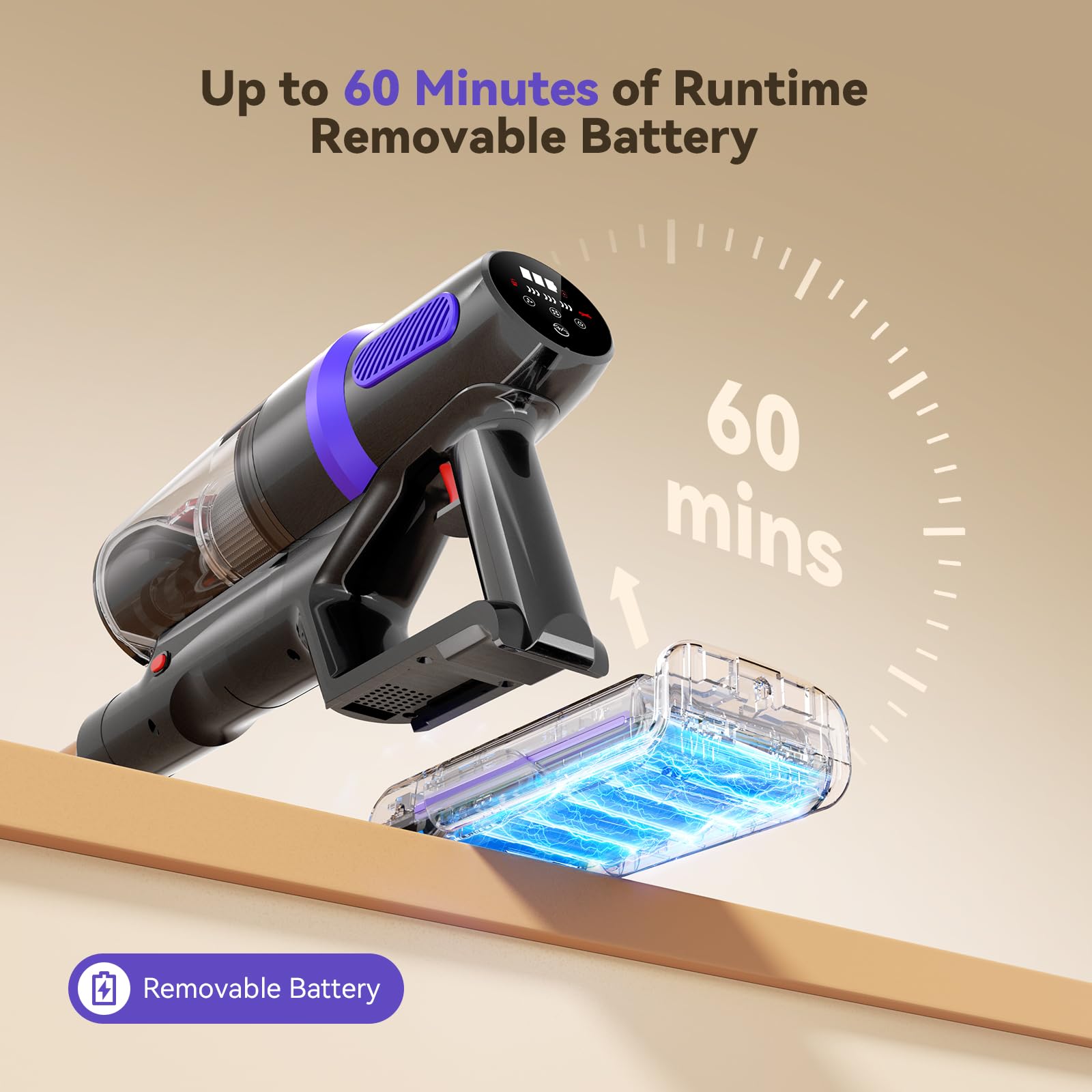 TechRise cordless vacuum high suction motor capturing fine dust and pet hair