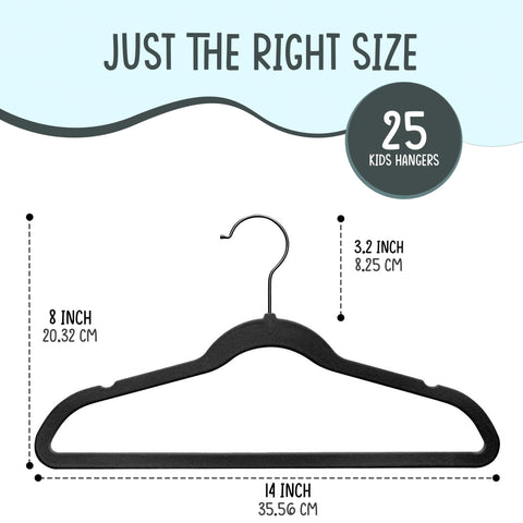 TechZoo 14-inch kids hangers with notched shoulders prevent slipping.