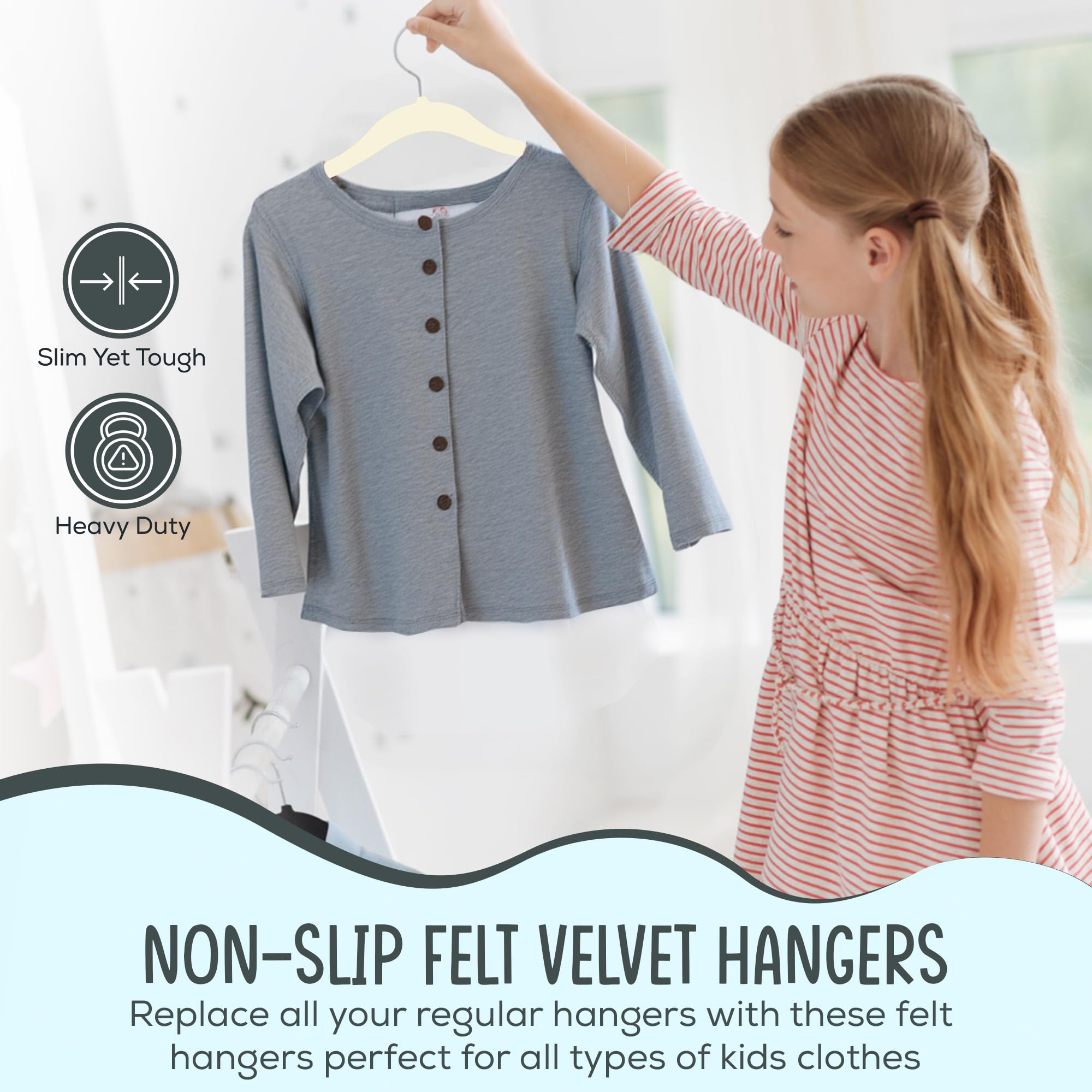 TechZoo 14-inch ultra slim kids hanger saves closet space