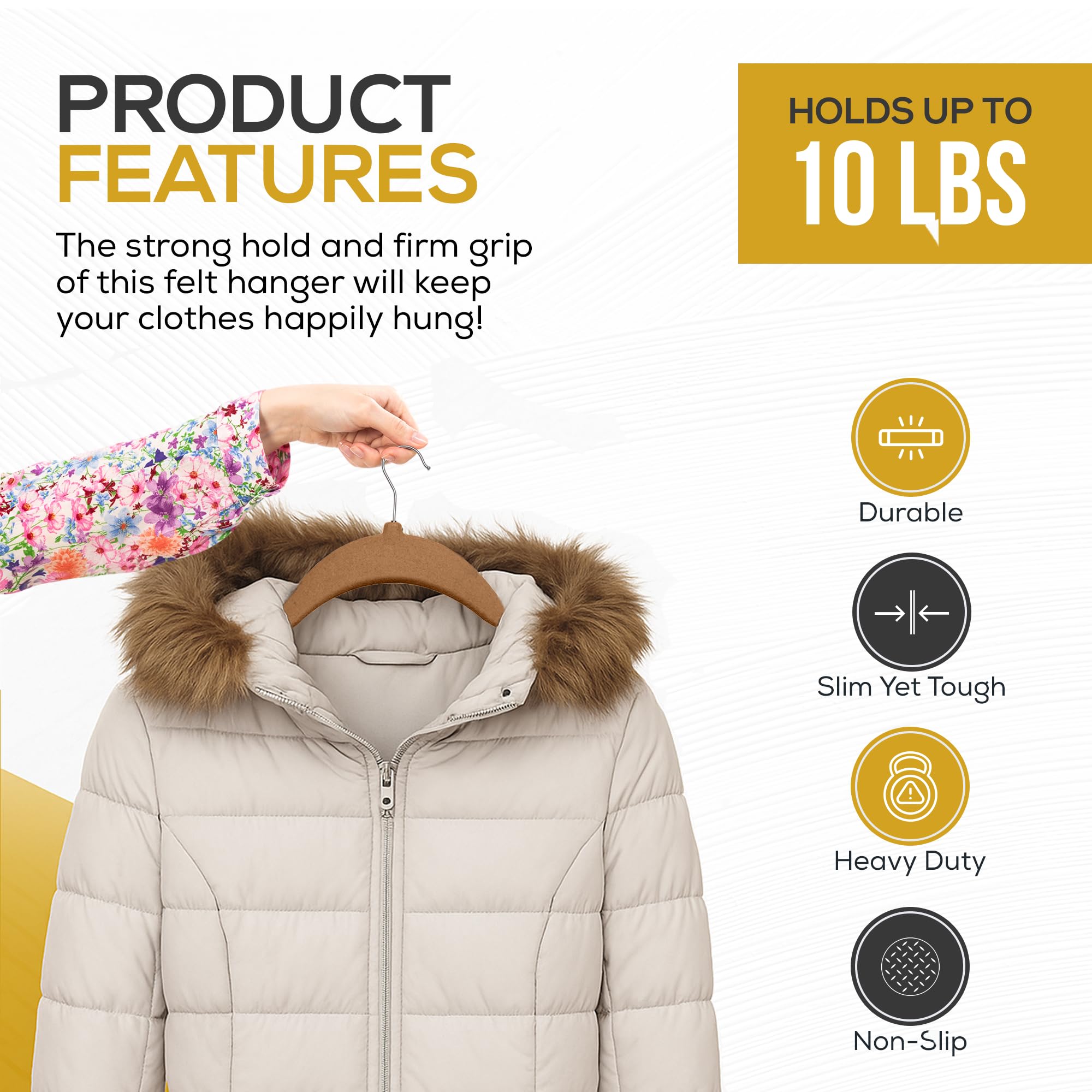 TechZoo 360-degree swivel hook velvet hangers for easy access.