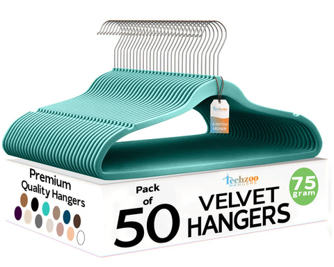 TechZoo velvet hangers 50-pack maximize closet space with a soft touch.
