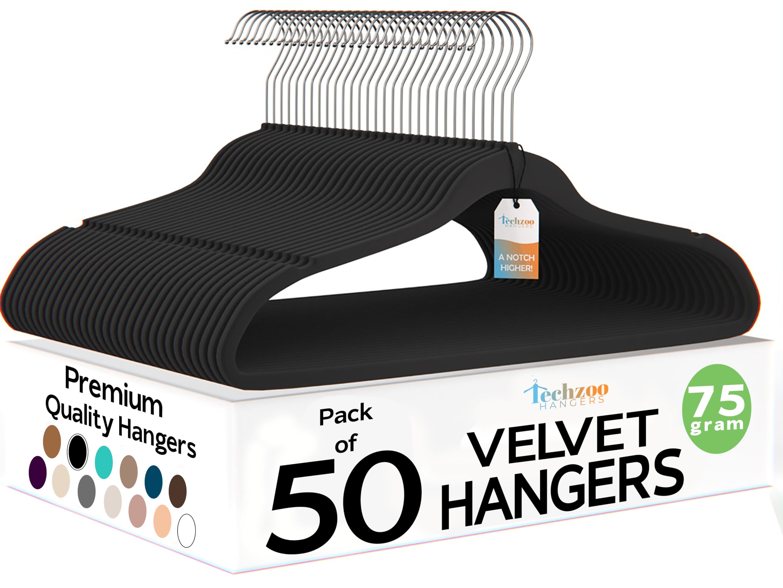 TechZoo velvet hangers with ultra-thin design maximize closet space and grip garments securely.