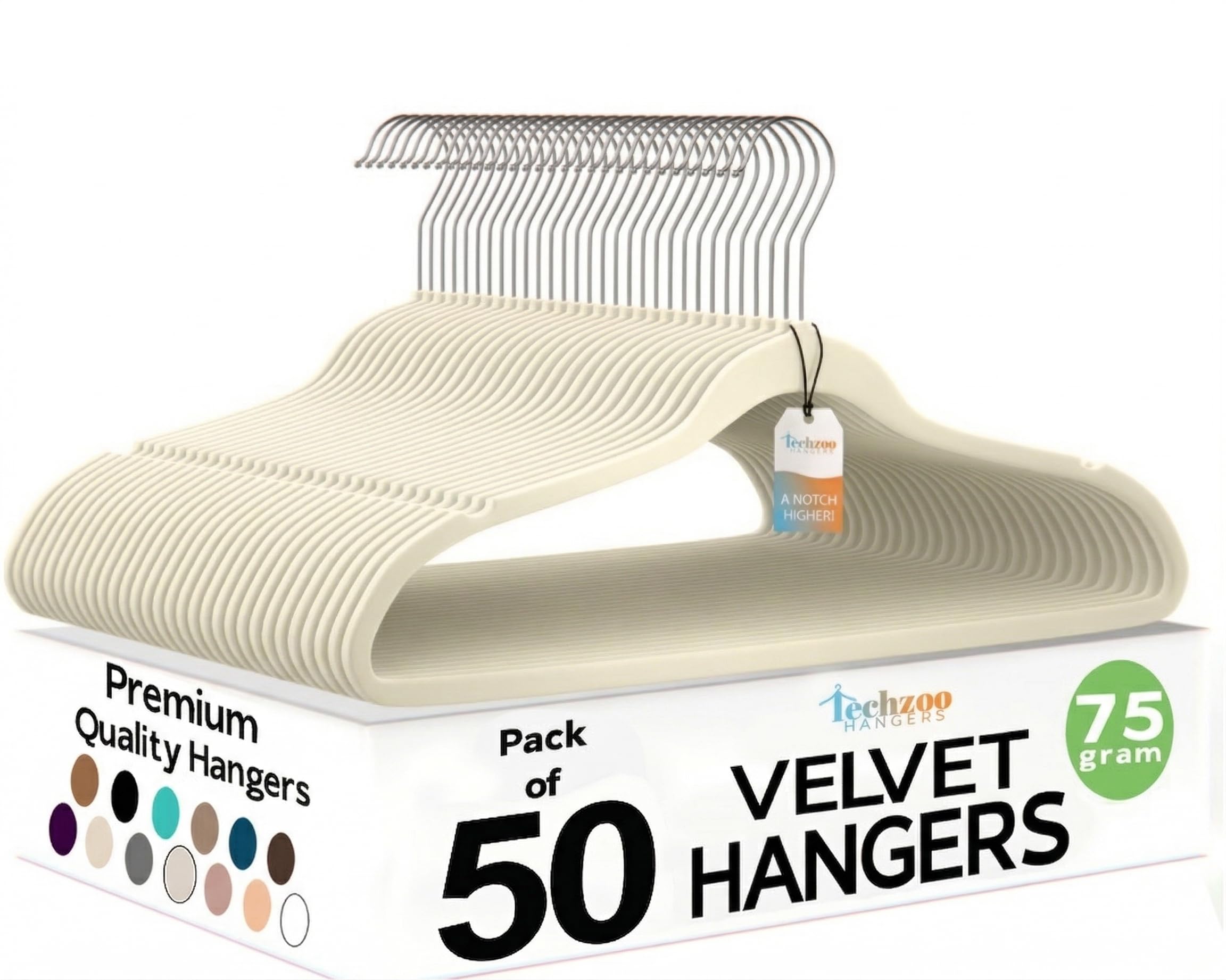 TechZoo velvet hangers ultra-thin for maximum closet space and tidy wardrobes.