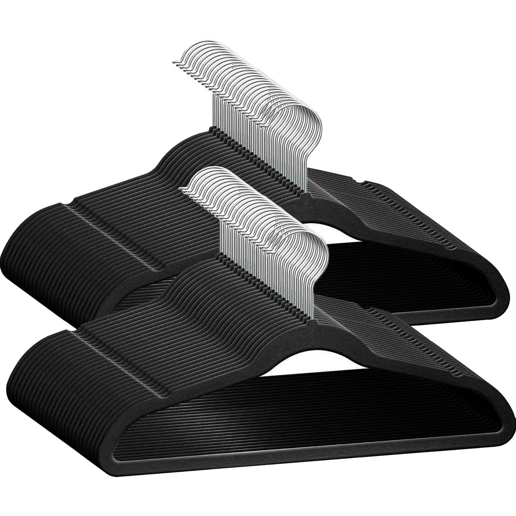 TechZoo 50 Premium Kids Velvet Hangers pack keeps delicate clothes organized and space-efficient.