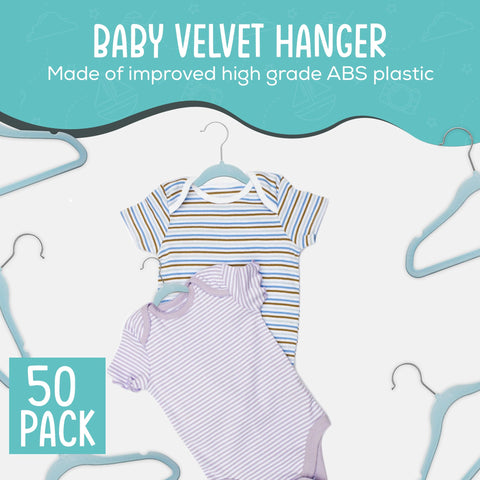 TechZoo baby velvet hanger blue side-view highlighting ultra-slim profile for compact closets.